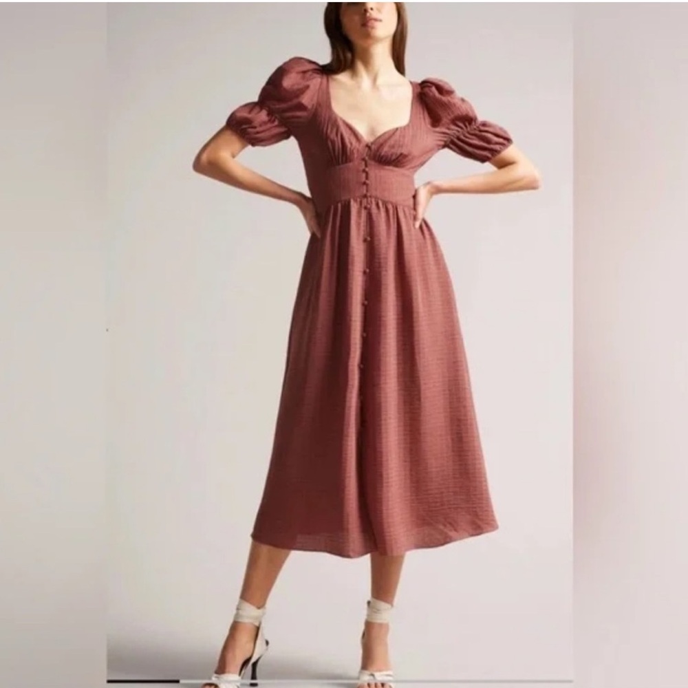 Ted Baker Mauve Pink London Angeia Textured Crepe Button Front Midi Dress NWT